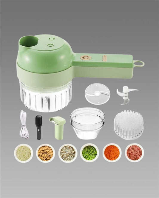 4-in-1 Portable Electric Vegetable Cutter | Chopper, Slicer, Grinder & Peeler in One