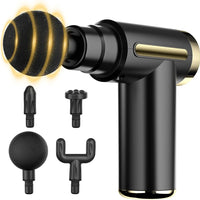 Rechargeable Mini Pro Massage Gun – Deep Tissue Handheld Massager with 6 Speeds & 4 Heads for Full Body Muscle Pain Relief
