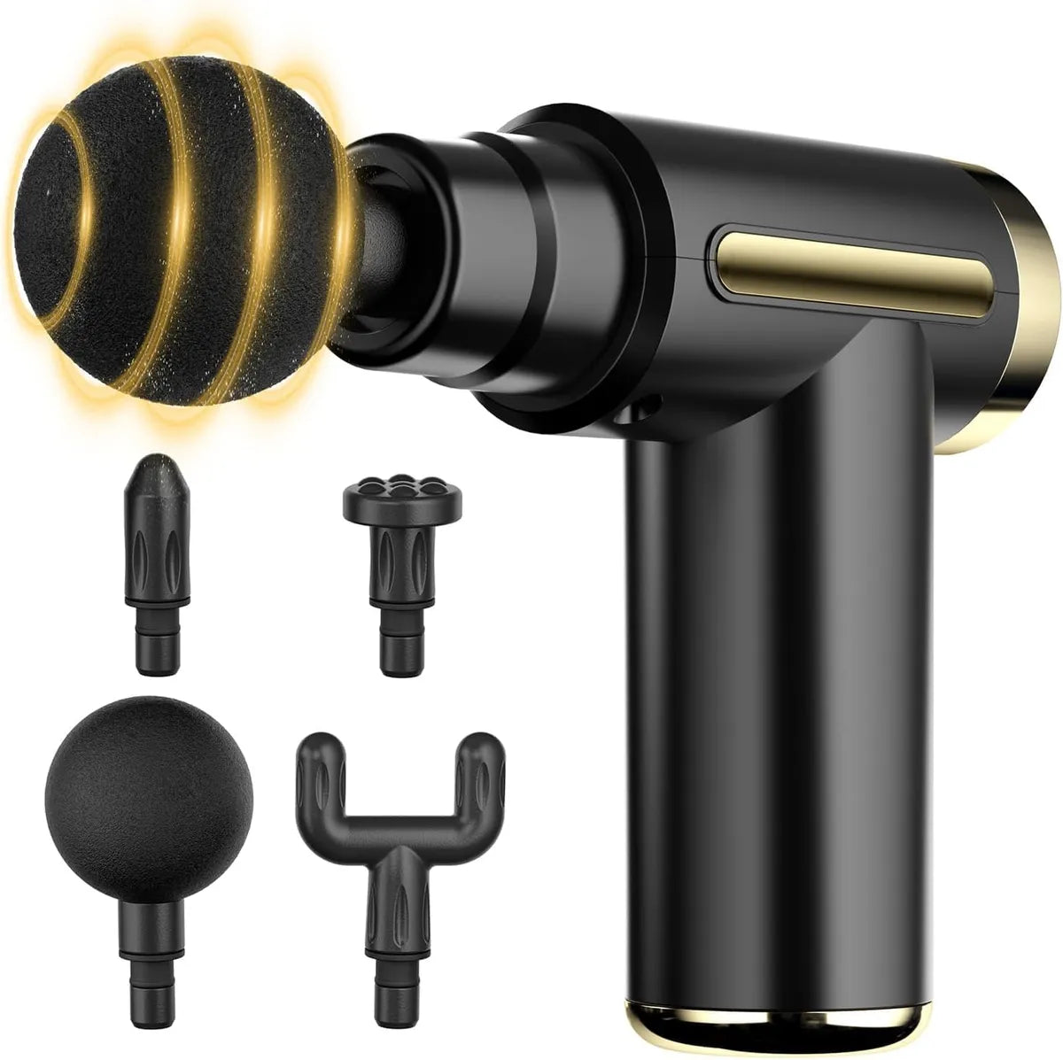 Rechargeable Mini Pro Massage Gun – Deep Tissue Handheld Massager with 6 Speeds & 4 Heads for Full Body Muscle Pain Relief